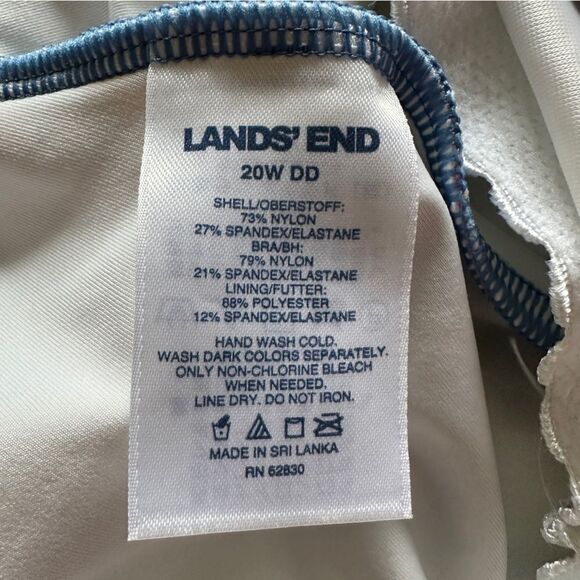 LANDS' END Blue Orange Tank ONE Piece SWIMSUIT 20W DD Cup - Picture 4 of 4